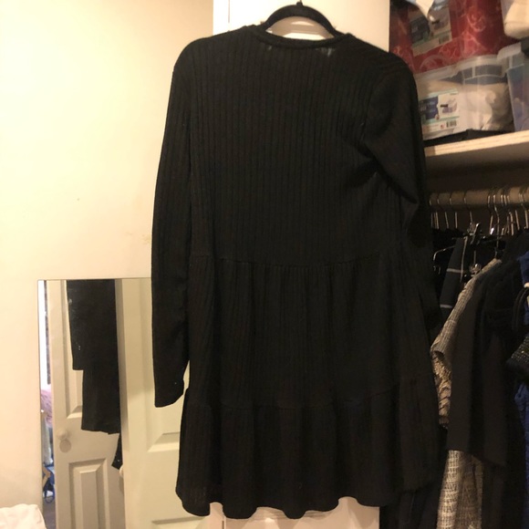 Zara Black Ribbed Ruffle Dress - Picture 5 of 6